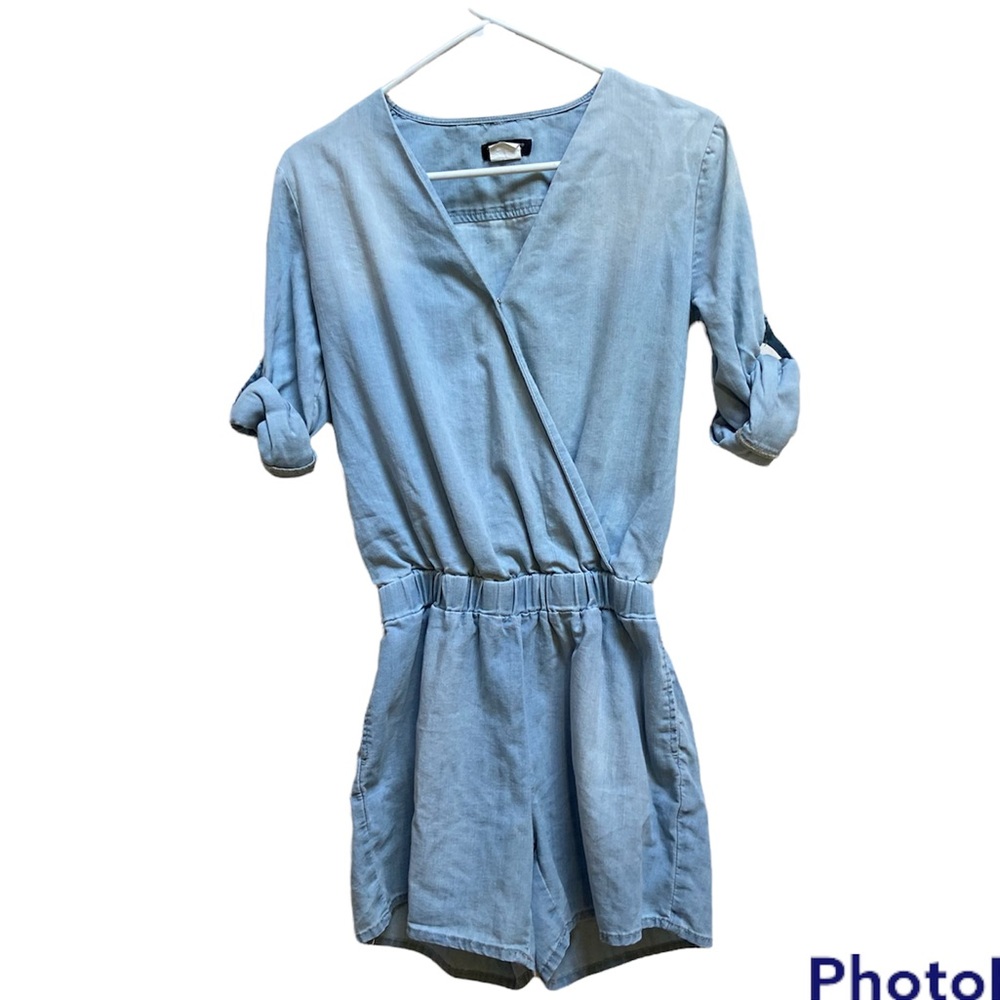 Venus half sleeved blue jean romper